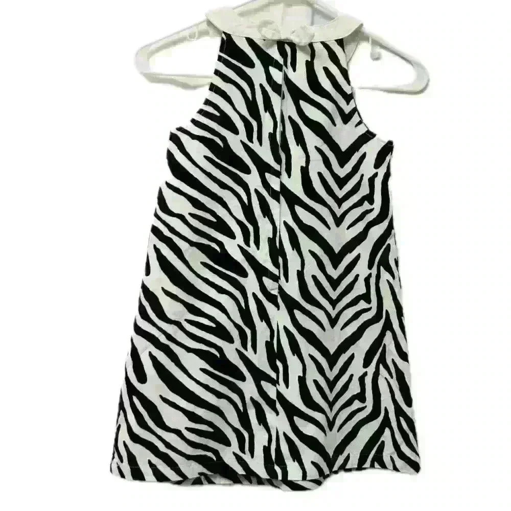 Gymboree Wild For Zebra Animal Print Shift Dress Black White size 7 girls - Picture 2 of 12